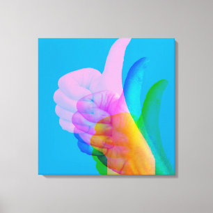 GLITCH ART op de canvas van het goedkeuringssymboo Afdruk