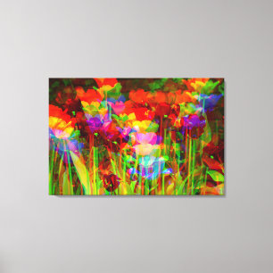 GLITCH ART op ontluikende tulpen op uitgerekte can Canvas Afdruk