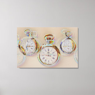 glitch art op set antieke klokken canvas print