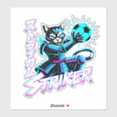 Glitch Art Samurai Striker Kat voor gameconsole Sticker (Vel)