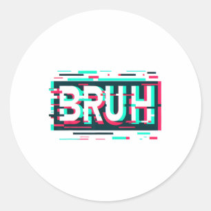 Glitch Esthetische Gamer Bruh Meme Jongens Mannen Ronde Sticker