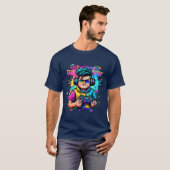 Glitch Gamer T-Shirt Neon Pixel Art Gaming (Devant entier)
