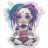 ❤️GLITCH GEBEURT! Anime Girl Chatbot Robot Memes Sticker (Voorkant)