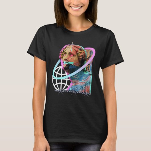 Glitch Grieks Standbeeld Retrowave Synthetische Va T-shirt (Voorkant)