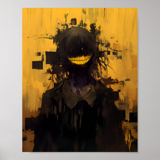 Glitch Horror Glimlach - Donkere Surrealistische G Poster