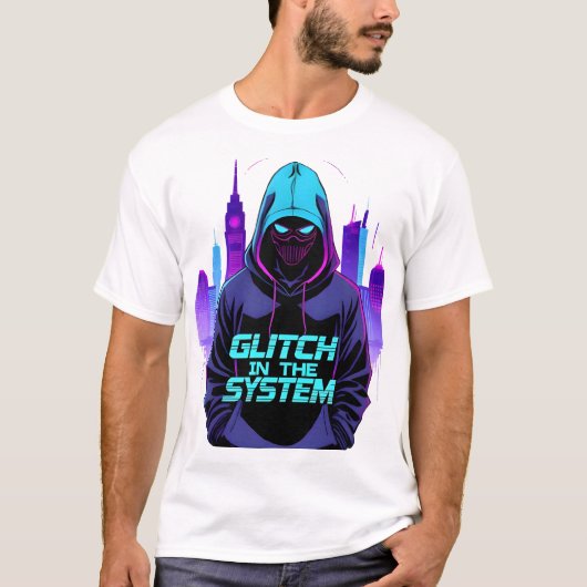 Glitch in het Cyberpunk-systeem van Neon T-shirt (Voorkant)