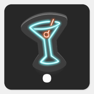 Glitch meubelen wandbekleding neon martini-teken vierkante sticker