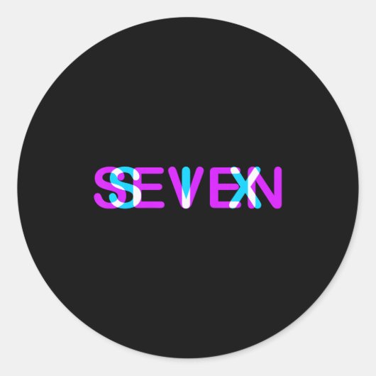 Glitch Optical Illusion Six Seven 6 7 Meme Gen Alp Ronde Sticker (Voorkant)