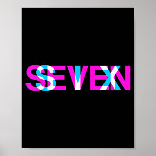 Glitch optische illusie zes zeven 6 7 meme Gen Alp Poster