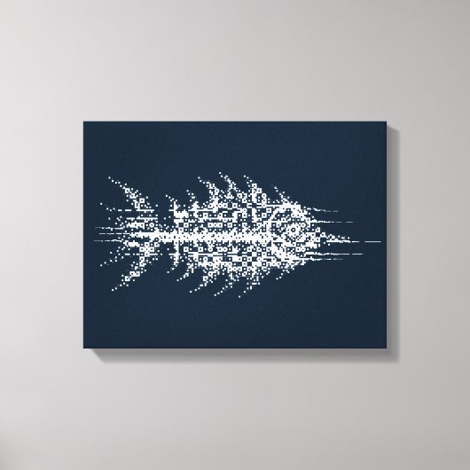 Glitch Pixel White Fish Wall Art Canvas Afdruk (Voorkant)