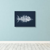 Glitch Pixel White Fish Wall Art Canvas Afdruk (Insitu (Houten vloer))
