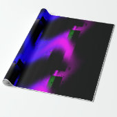 Glitch plasma zwart cadeaupapier (Uitgerold)