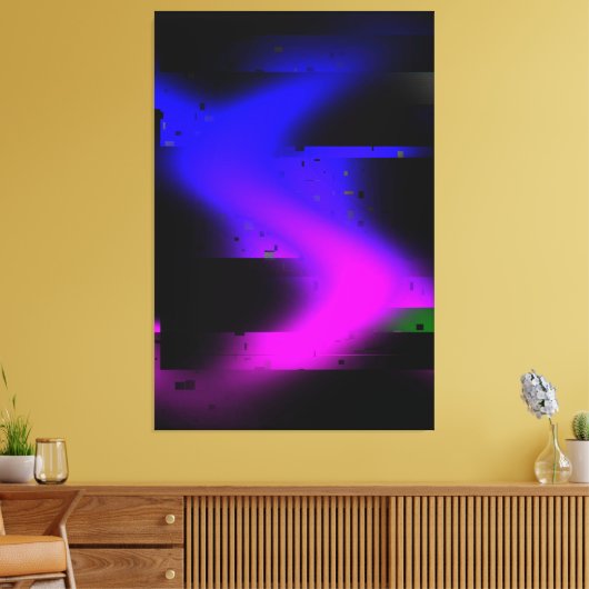 Glitch plasma zwart canvas afdruk (Insitu (Woonkamer))