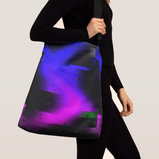 Glitch plasma zwart crossbody tas (Dichtbij)