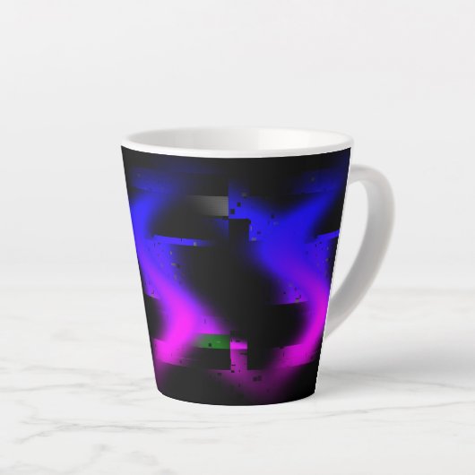 Glitch plasma zwart latte mok (Rechterhoek)