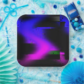 Glitch plasma zwart papieren bordje (Feest)