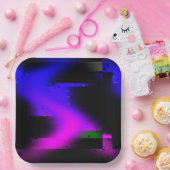 Glitch plasma zwart papieren bordje (Feest)