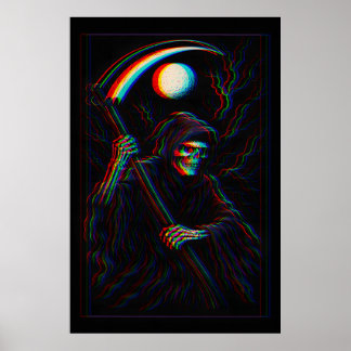 Glitch Reaper – Grimmige Dood in RGB Poster