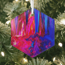 Glitch Red en Blue Glas Ornament