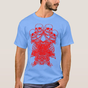 Glitch Skeleton Pattern Trippy EBoy EGirl Punk Red T-shirt