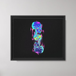 Glitch Spine - Cyberpunk Skeleton Canvas Afdruk