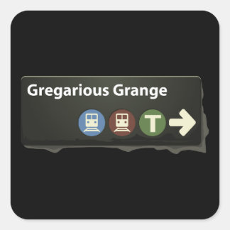 Glitch Subway sub sign gregarious grange Vierkante Sticker