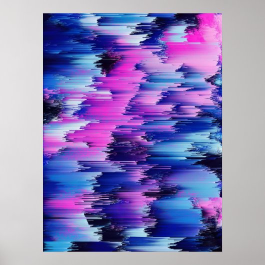 Glitch Sunset Abstract Landscape Poster (Voorkant)