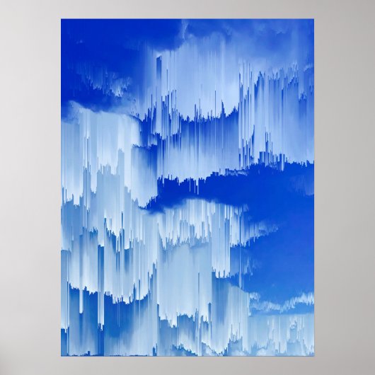 Glitch Sunset Landscape Decor Poster (Voorkant)