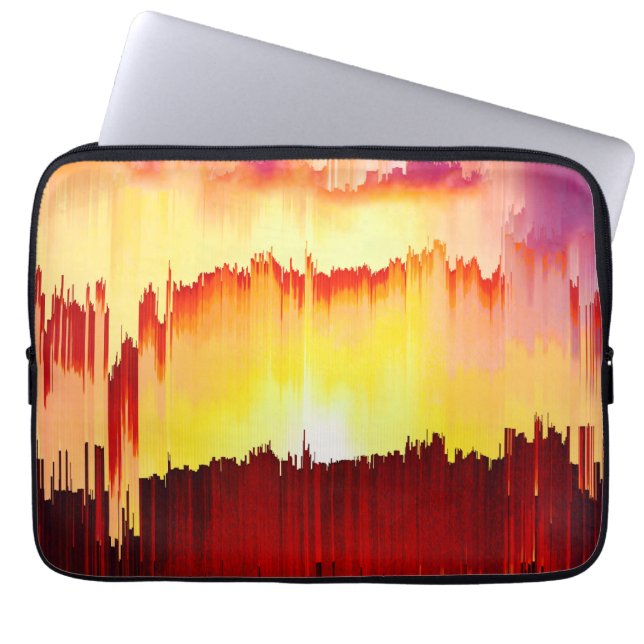 Glitch Sunset Sky Abstract Art Laptop Sleeve (Voorkant)