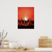 Glitch Sunset Skyline Abstract Poster (Keuken)