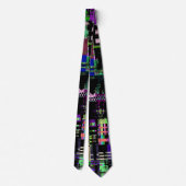 Glitch tech abstract pattern print stropdas (Achterkant)