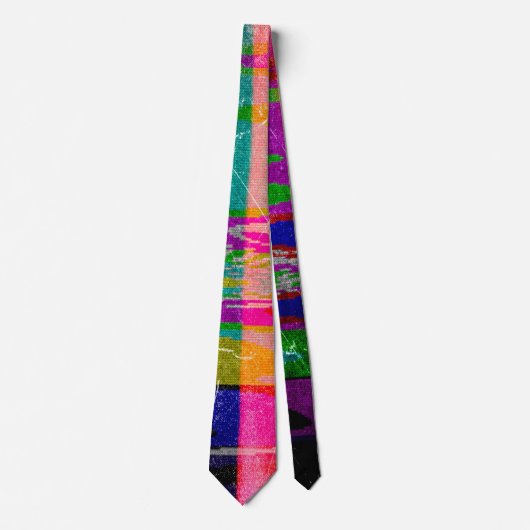 Glitch tech abstract pattern print tie stropdas (Voorkant)