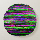 Glitch tech abstract pattern rond kussen (Voorkant)