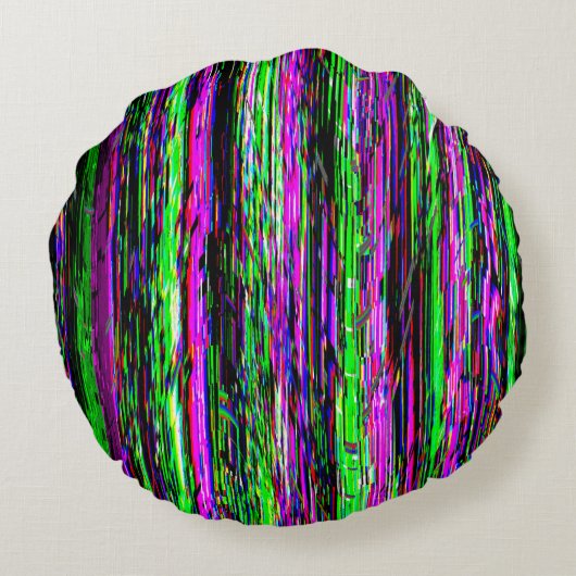 Glitch tech abstract pattern rond kussen (Achterkant)