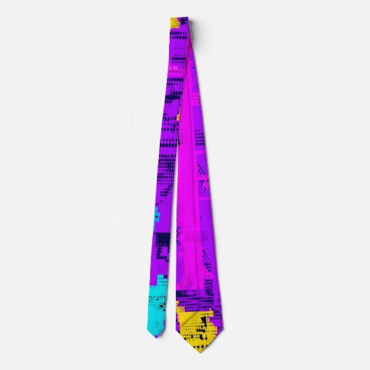 Glitch tech abstract pattern tie stropdas (Achterkant)
