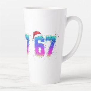 Glitchcore Cyber Kerstboom 67 Neon Meme T-shirt Latte Mok