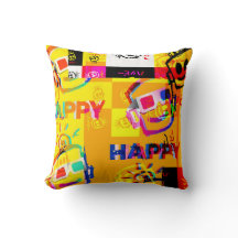 GLITCHED HAPPY Pillow