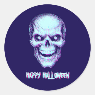  Glitched Skull Effect with Custom Text Ronde Sticker