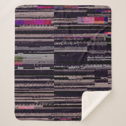 Glitched TV scherm met gebroken pixels. Abstracte  Sherpa Deken (Voorkant)