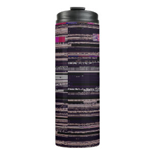 Glitched TV scherm met gebroken pixels. Abstracte  Thermosbeker