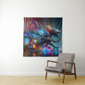 Glitching Creature Emerging from TV-scherm Wandkleed (In situ)