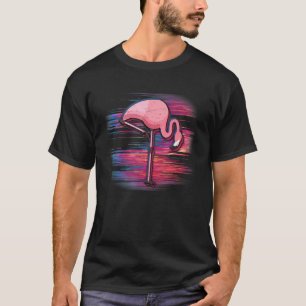 Glitchy Noise Flamingo Vaporwave T-shirt