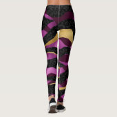 Gliter d'or rose et Leggings de yoga léopard noir (Dos)