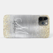 Gliter van smeedbaar metaal zilvergoud Case-Mate iPhone case (Achterkant (horizontaal))