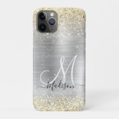 Gliter van smeedbaar metaal zilvergoud Case-Mate iPhone case (Achterkant)