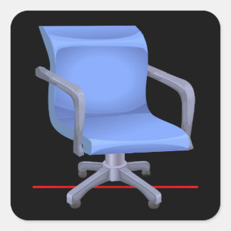 Glitsmeubelofficechair blueplast vierkante sticker