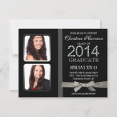 Glitter 2014 Diamond Glam Double Photo Afstuderen Kaart (Voorkant)