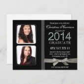 Glitter 2014 Diamond Glam Double Photo Afstuderen Kaart (Voorkant / Achterkant)