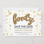 Glitter 40th Birthday Save the Date Kaart (Voorkant)