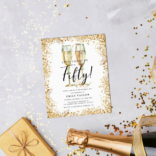 Glitter 50e verjaardag Party Budget Uitnodiging